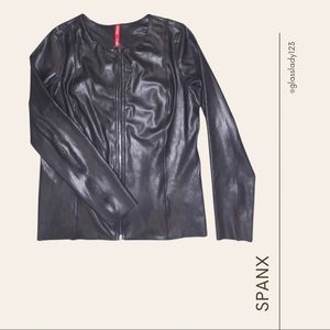 SPANX FAUX LEATHER ZIP UP JACKET SIZE S